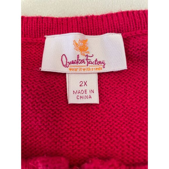 Quacker Factory Women's Christmas Sweater Vest 2X Red Beaded Sequin Trees - Picture 3 of 7